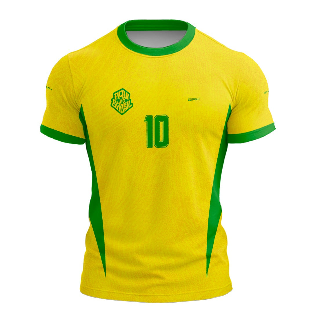 Camisa Casual Brk Aqui é o Brasil Clássica 10 Amarela com Proteção Solar UV50+ - Brk Agro
