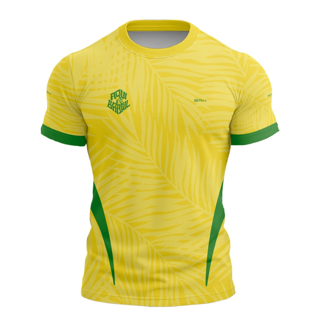 Camisa Brk Aqui é o Brasil Tropical Amarela com Proteção Solar UV50+ - Brk Agro