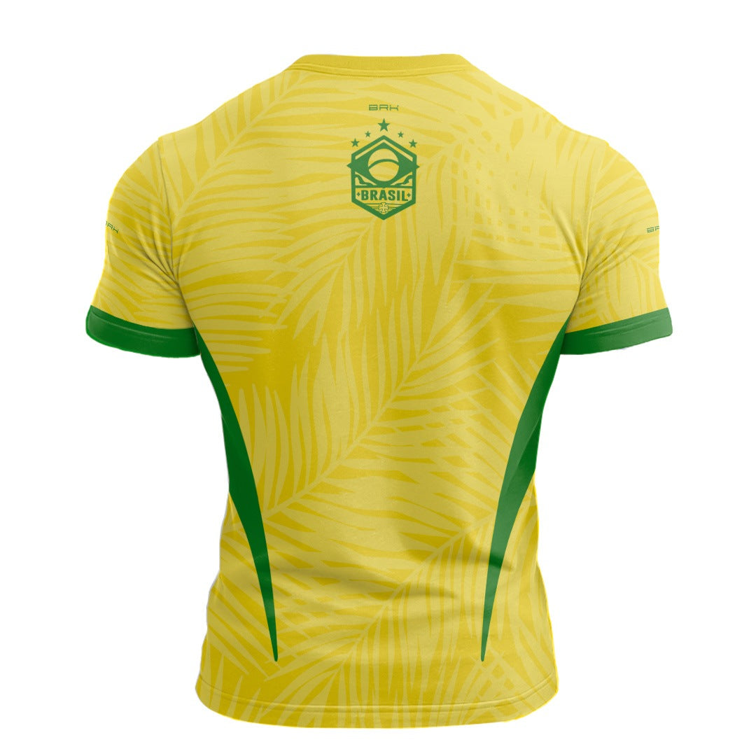 Camisa Brk Aqui é o Brasil Tropical Amarela com Proteção Solar UV50+ - Brk Agro