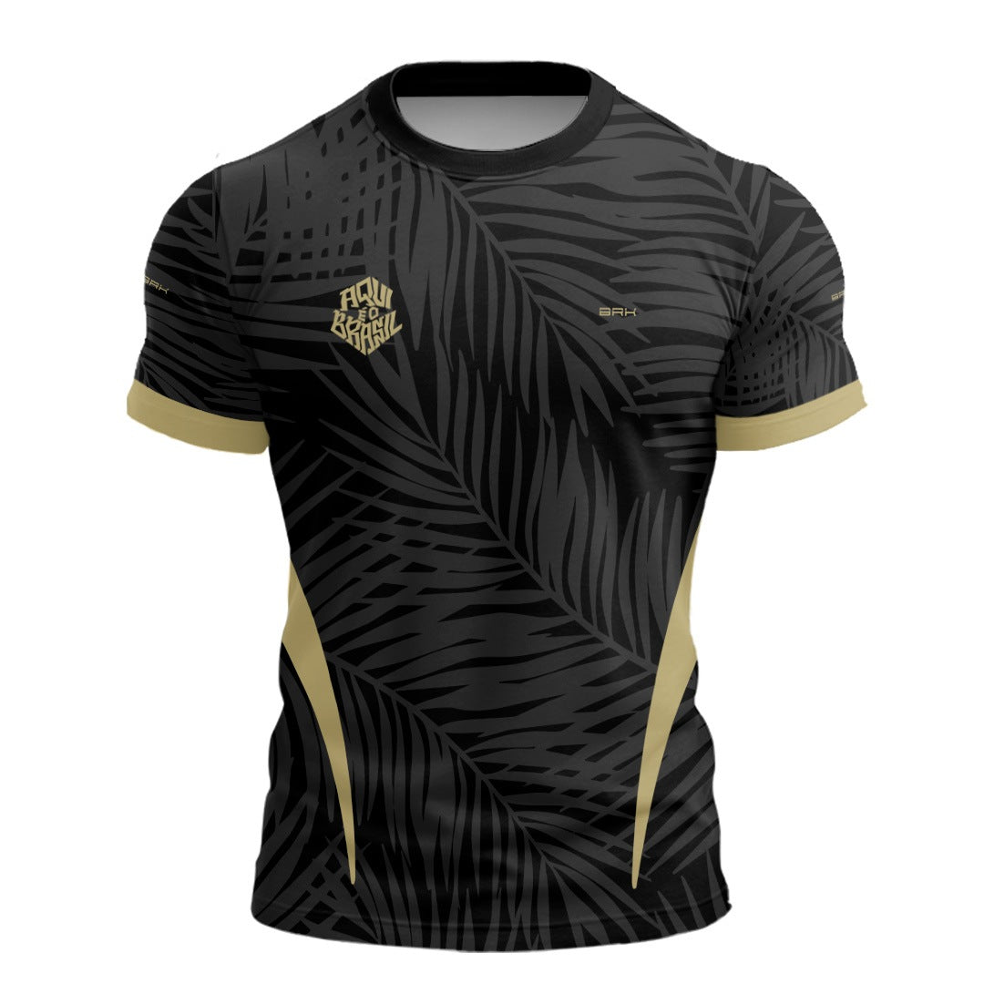 Camisa Casual Brk Aqui é o Brasil Tropical Preta com Proteção Solar UV50+ - Brk Agro