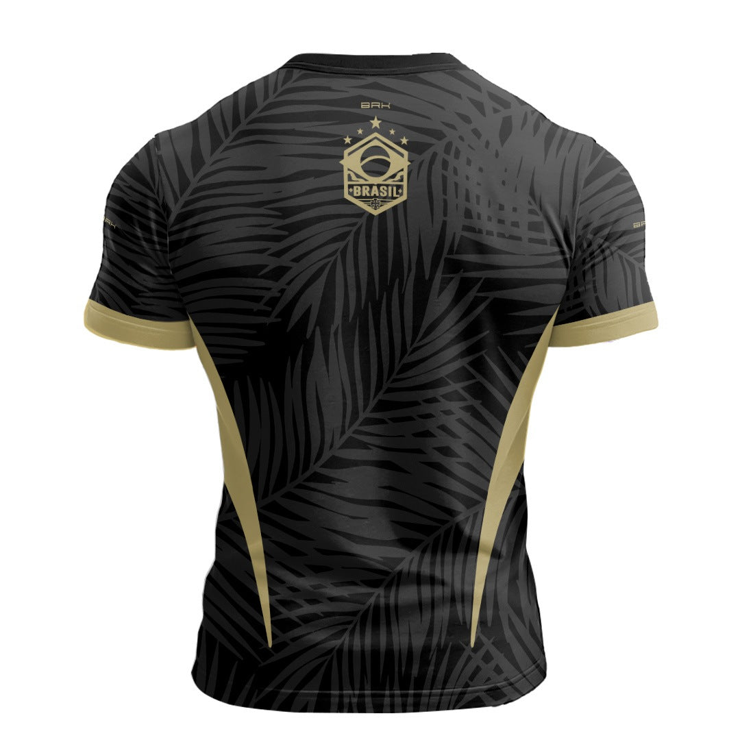 Camisa Casual Brk Aqui é o Brasil Tropical Preta com Proteção Solar UV50+ - Brk Agro