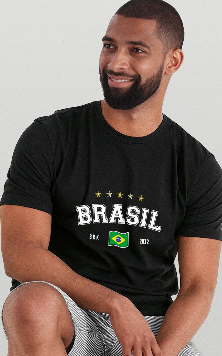 Camiseta Básica de Algodão Brk Aqui é o Brasil Bandeira - Brk Agro