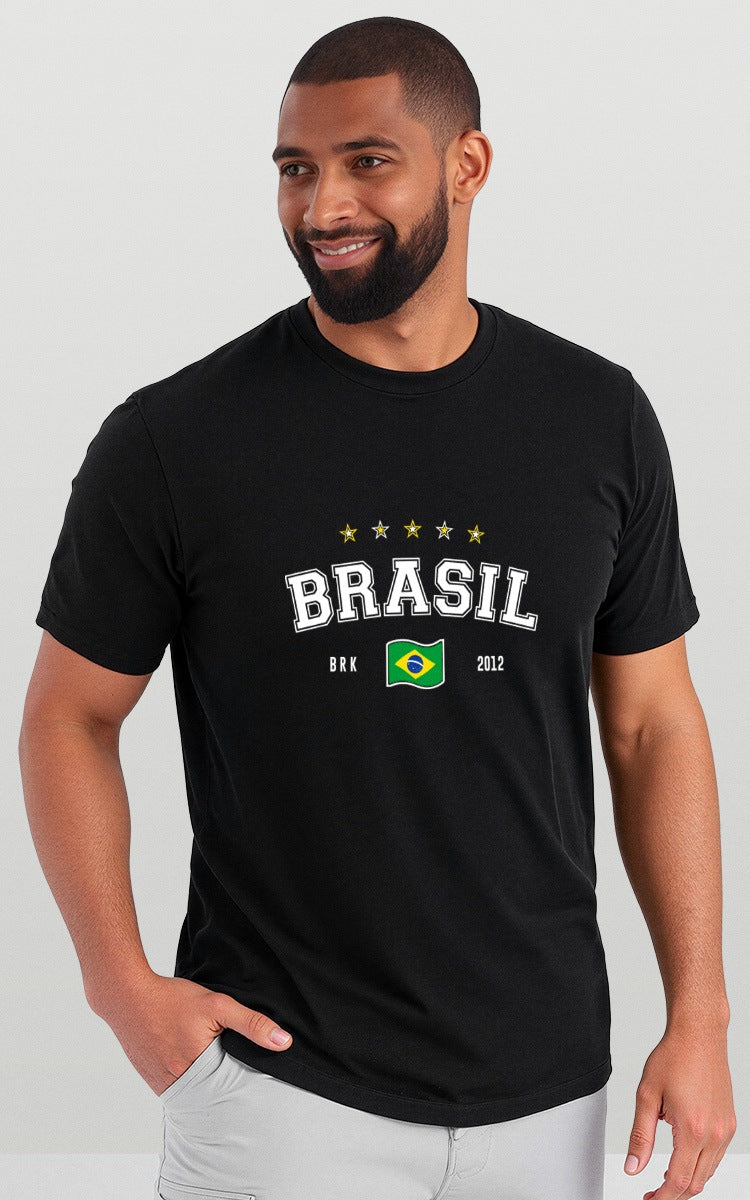 Camiseta Básica de Algodão Brk Aqui é o Brasil Bandeira - Brk Agro