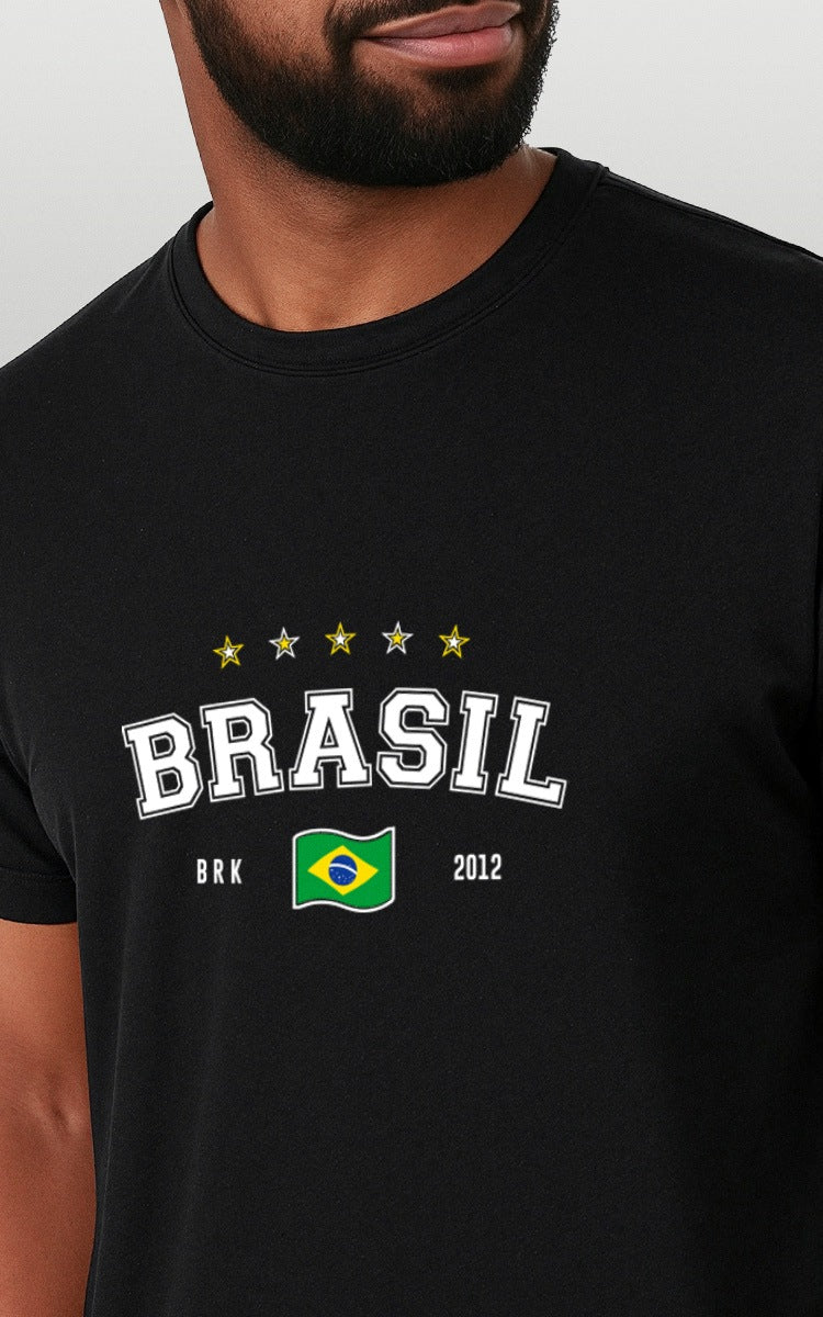 Camiseta Básica de Algodão Brk Aqui é o Brasil Bandeira - Brk Agro