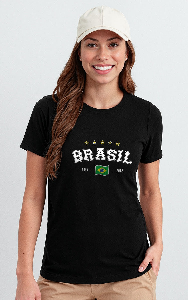 Camiseta Básica de Algodão Brk Aqui é o Brasil Bandeira - Brk Agro