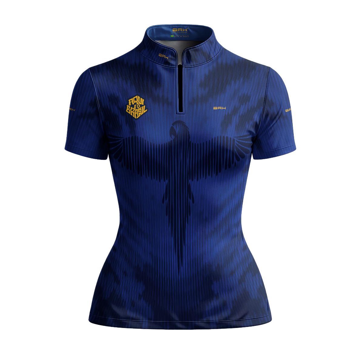 Camiseta Brk Feminina Aqui é o Brasil Arara Azul com Proteção Solar UV50+ - Brk Agro