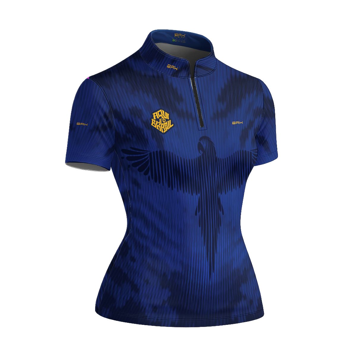 Camiseta Brk Feminina Aqui é o Brasil Arara Azul com Proteção Solar UV50+ - Brk Agro
