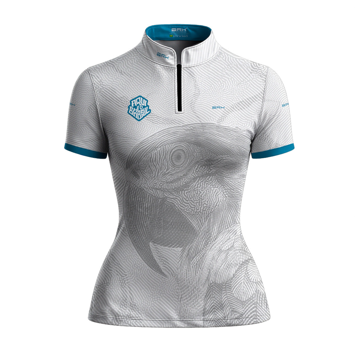 Camiseta Brk Feminina Aqui é o Brasil Arara Sombreada Branca com Proteção Solar UV50+ - Brk Agro