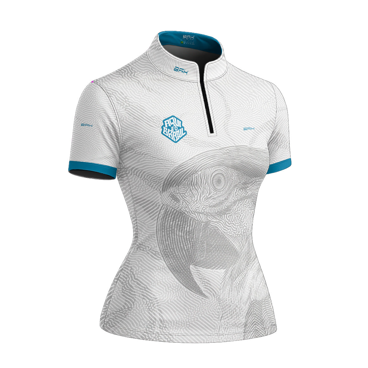 Camiseta Brk Feminina Aqui é o Brasil Arara Sombreada Branca com Proteção Solar UV50+ - Brk Agro