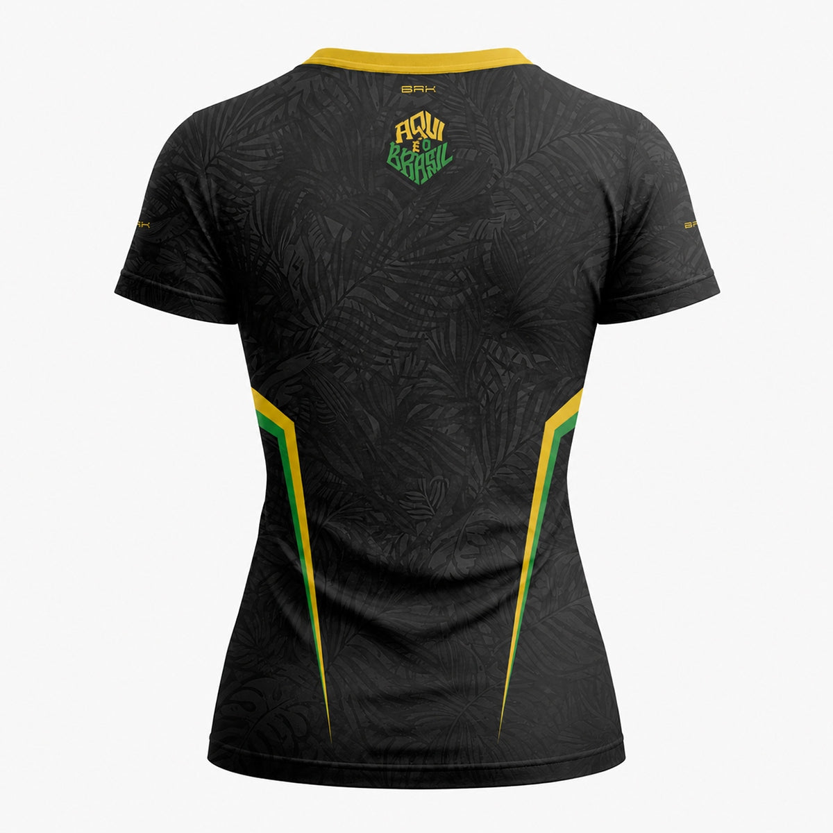Camisa Casual Feminina Brk Aqui é o Brasil Folhagem Preta com Proteção Solar UV50+ - Brk Agro