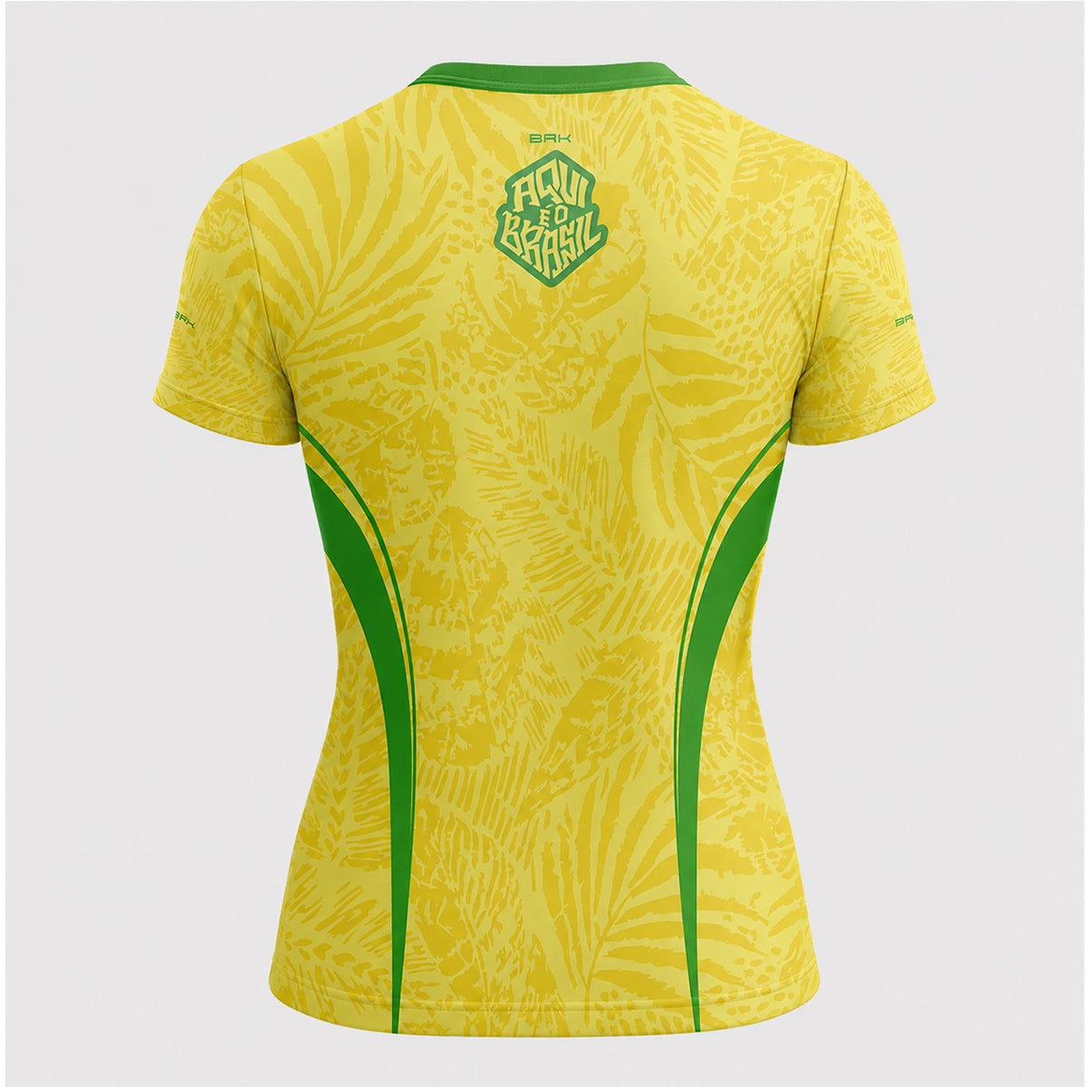 Camisa Casual Feminina Brk Aqui é o Brasil Folhagem Tropical Amarela com Proteção Solar UV50+ - Brk Agro