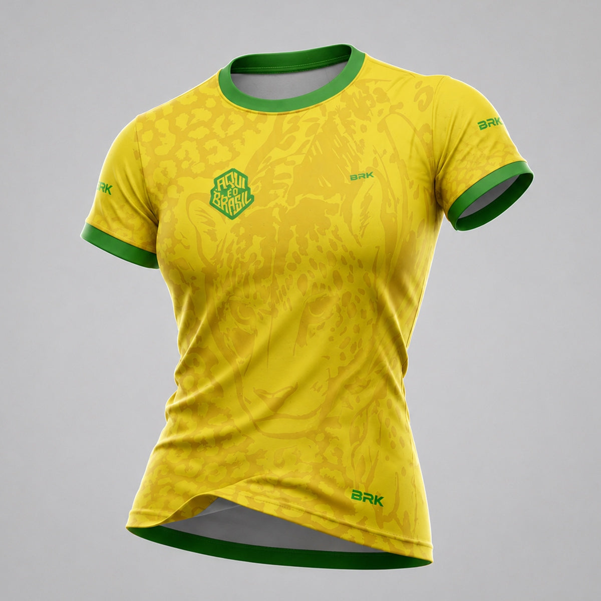 Camisa Casual Feminina Brk Aqui é o Brasil Onça Pintada Amarela com Proteção Solar UV50+ - Brk Agro
