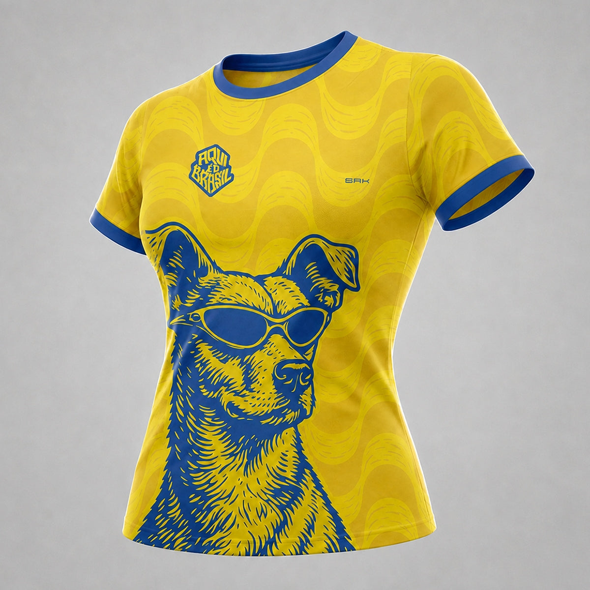 Camisa Casual Feminina Brk Aqui é o Brasil Caramelo de Óculos Amarelo com Proteção Solar UV50+ - Brk Agro