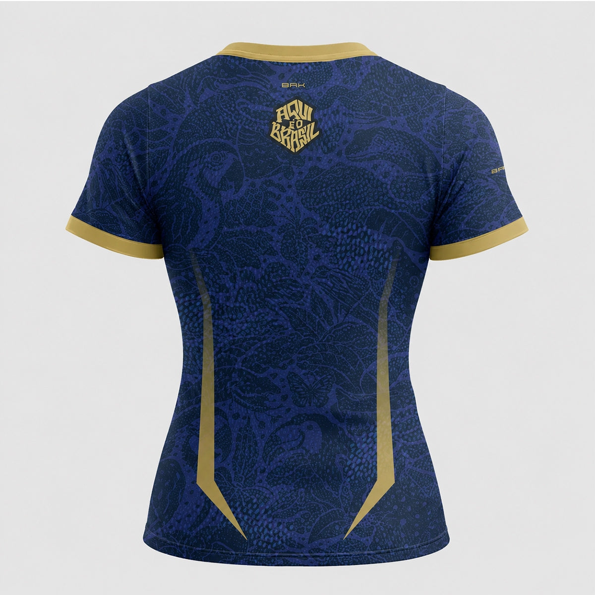 Camisa Casual Feminina Brk Aqui é o Brasil Folhagem Sutil Azul Royal com Proteção Solar UV50+ - Brk Agro