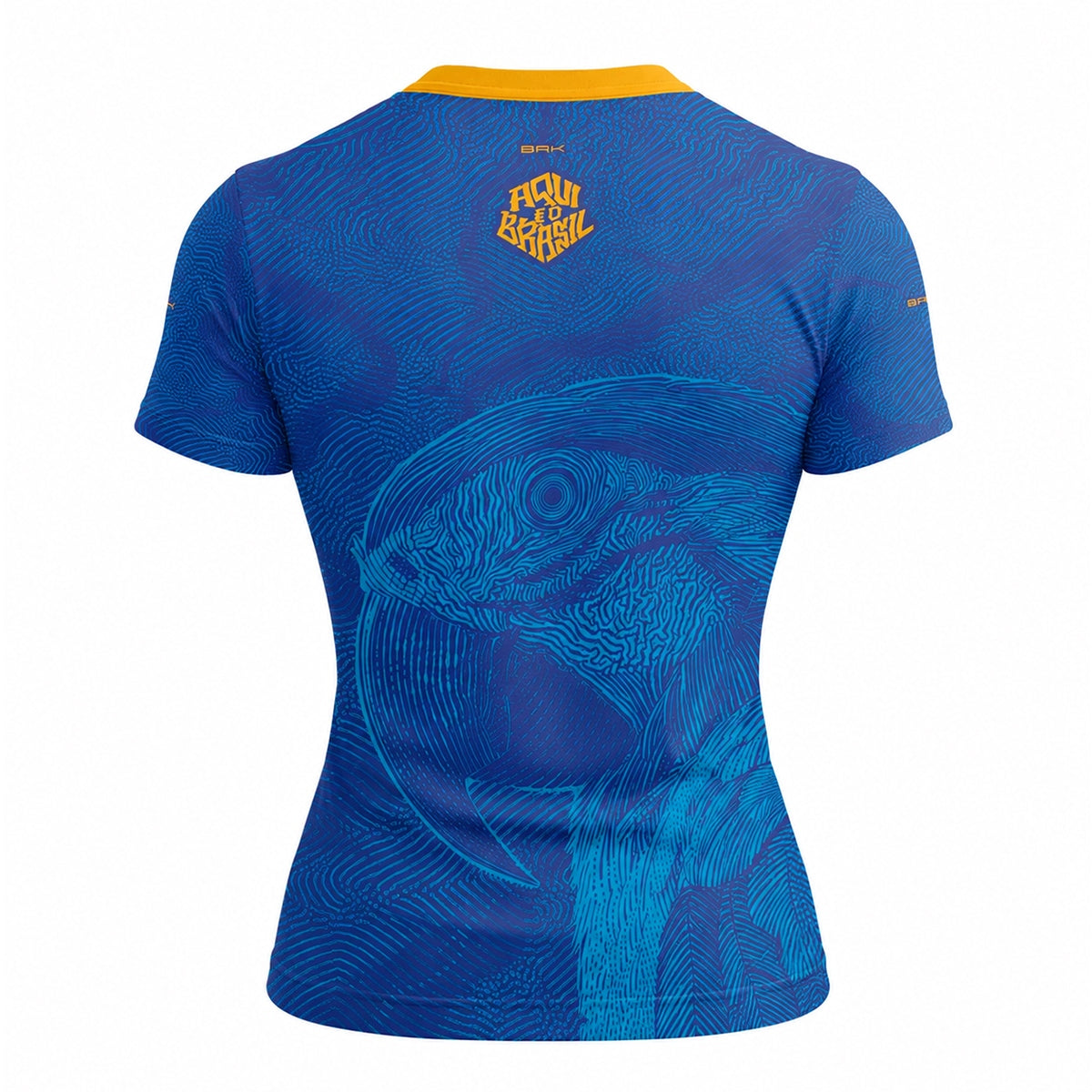 Camisa Casual Feminina Brk Aqui é o Brasil Arara Sombreada Azul Royal com Proteção Solar UV50+ - Brk Agro