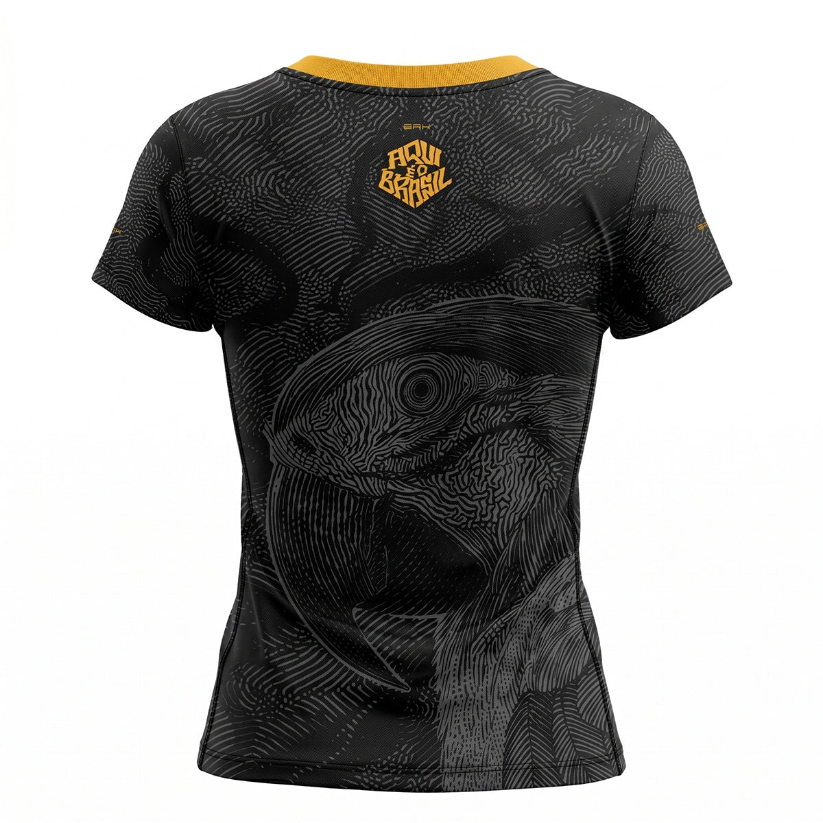 Camisa Casual Feminina Brk Aqui é o Brasil Arara Sombreada Preta com Proteção Solar UV50+ - Brk Agro