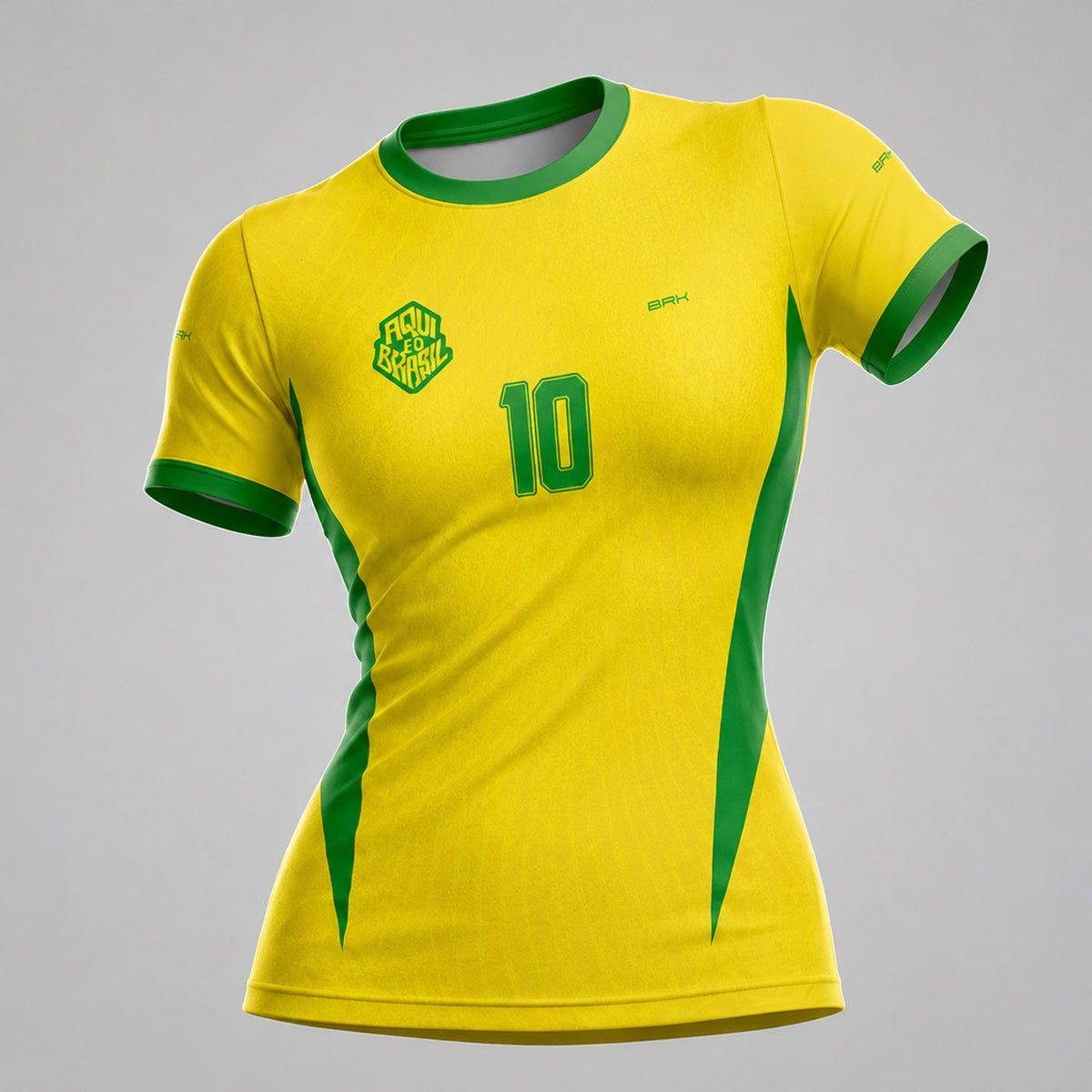 Camisa Casual Feminina Brk Aqui é o Brasil Clássica 10 Amarela com Proteção Solar UV50+ - Brk Agro