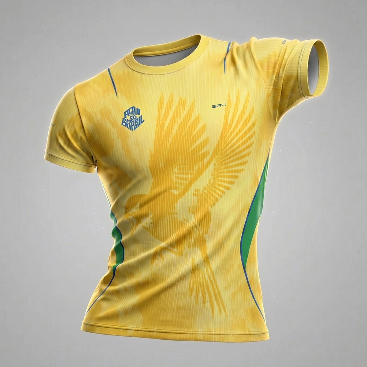 Camisa Casual Feminina Brk Aqui é o Brasil Beija-Flor Sombreado Amarela com Proteção Solar UV50+ - Brk Agro