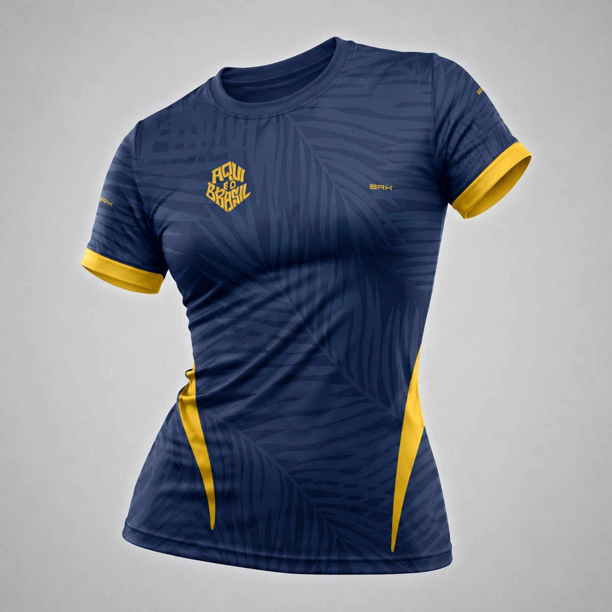 Camisa Casual Feminina Brk Aqui é o Brasil Tropical Azul Marinho com Proteção Solar UV50+ - Brk Agro