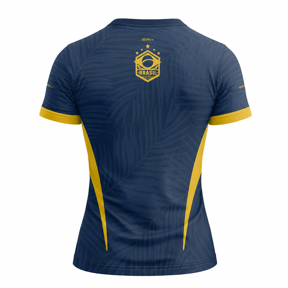 Camisa Casual Feminina Brk Aqui é o Brasil Tropical Azul Marinho com Proteção Solar UV50+ - Brk Agro