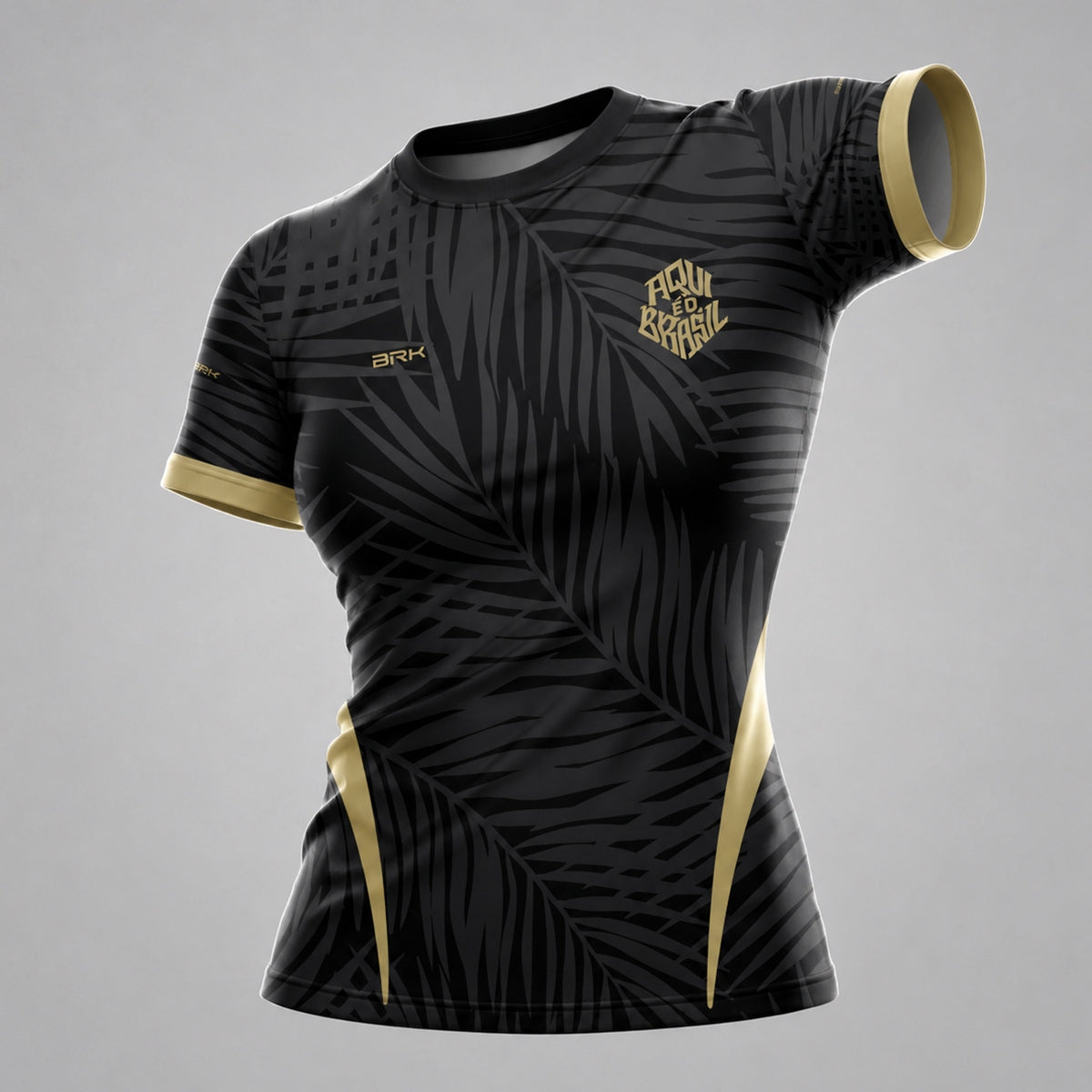 Camisa Casual Feminina Brk Aqui é o Brasil Tropical Preta com Proteção Solar UV50+ - Brk Agro