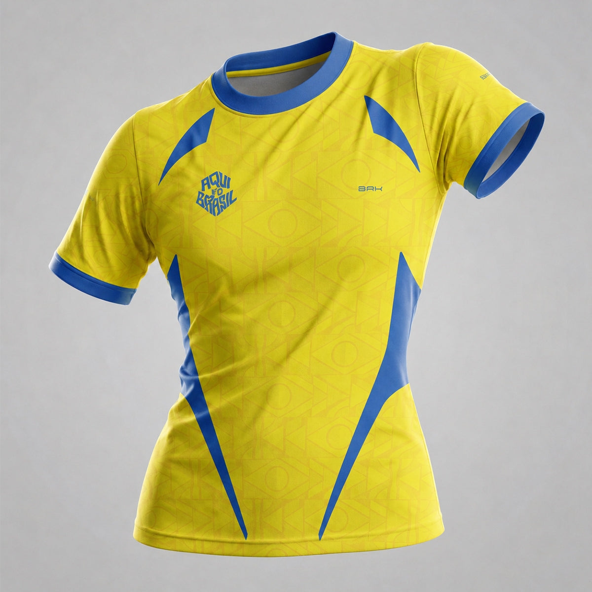Camisa Casual Feminina Brk Aqui é o Brasil Bandeira Geométrica Amarela com Proteção Solar UV50+ - Brk Agro
