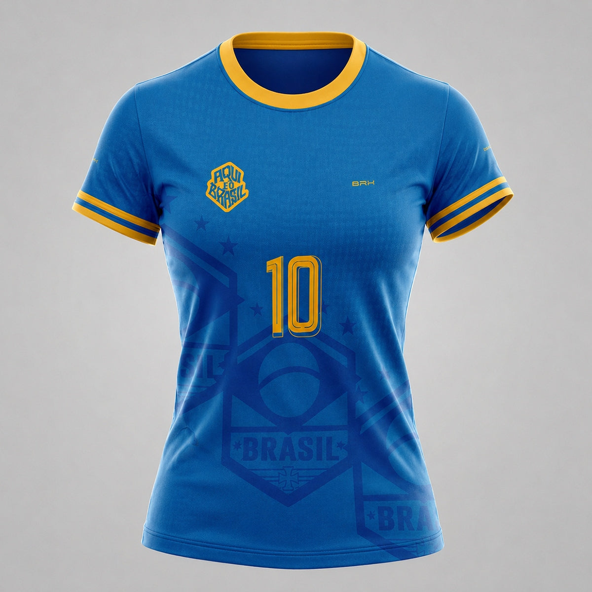 Camisa Casual Feminina Brk Aqui é o Brasil Escudo 10 Azul Royal com Proteção Solar UV50+ - Brk Agro