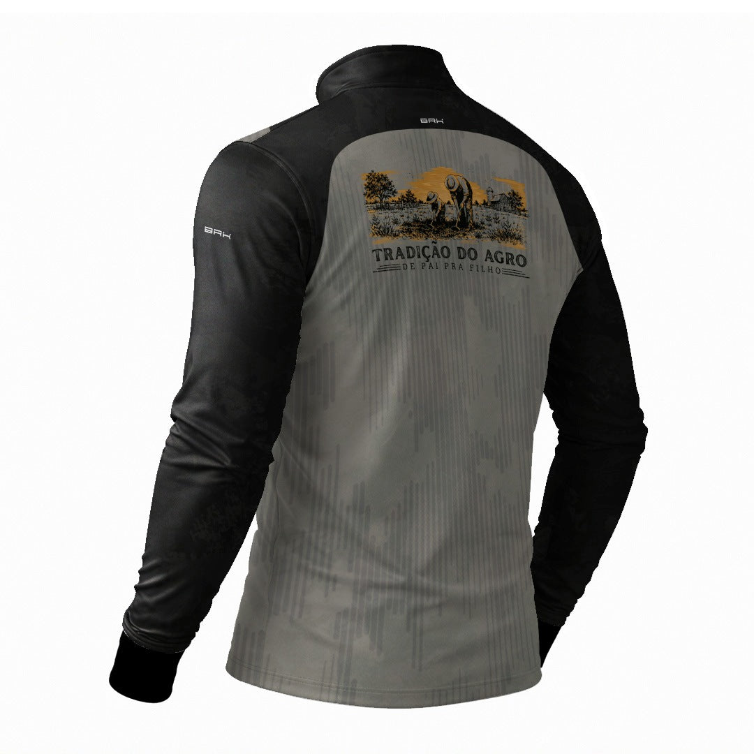 Camisa Agro Brk Dia dos Pais Tradição do Agro Cinza com Proteção Solar UV50+