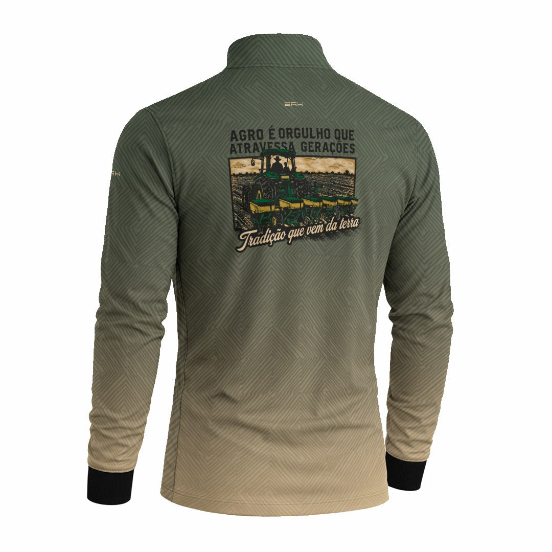 Camisa Agro Brk Dia dos Pais Orgulho que Atravessa Gerações Verde Militar com Proteção Solar UV50+