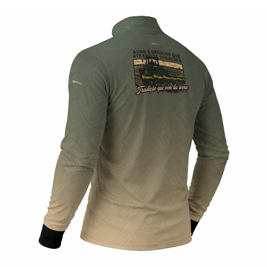 Camisa Agro Brk Dia dos Pais Orgulho que Atravessa Gerações Verde Militar com Proteção Solar UV50+