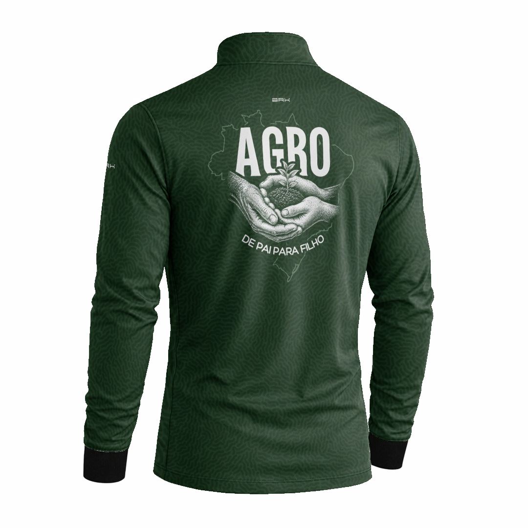 Camisa Agro Brk Dia dos Pais Agro de Pai para Filho Verde Escuro com Proteção Solar UV50+