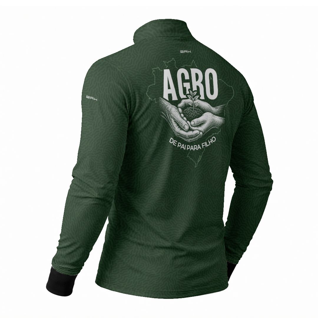Camisa Agro Brk Dia dos Pais Agro de Pai para Filho Verde Escuro com Proteção Solar UV50+