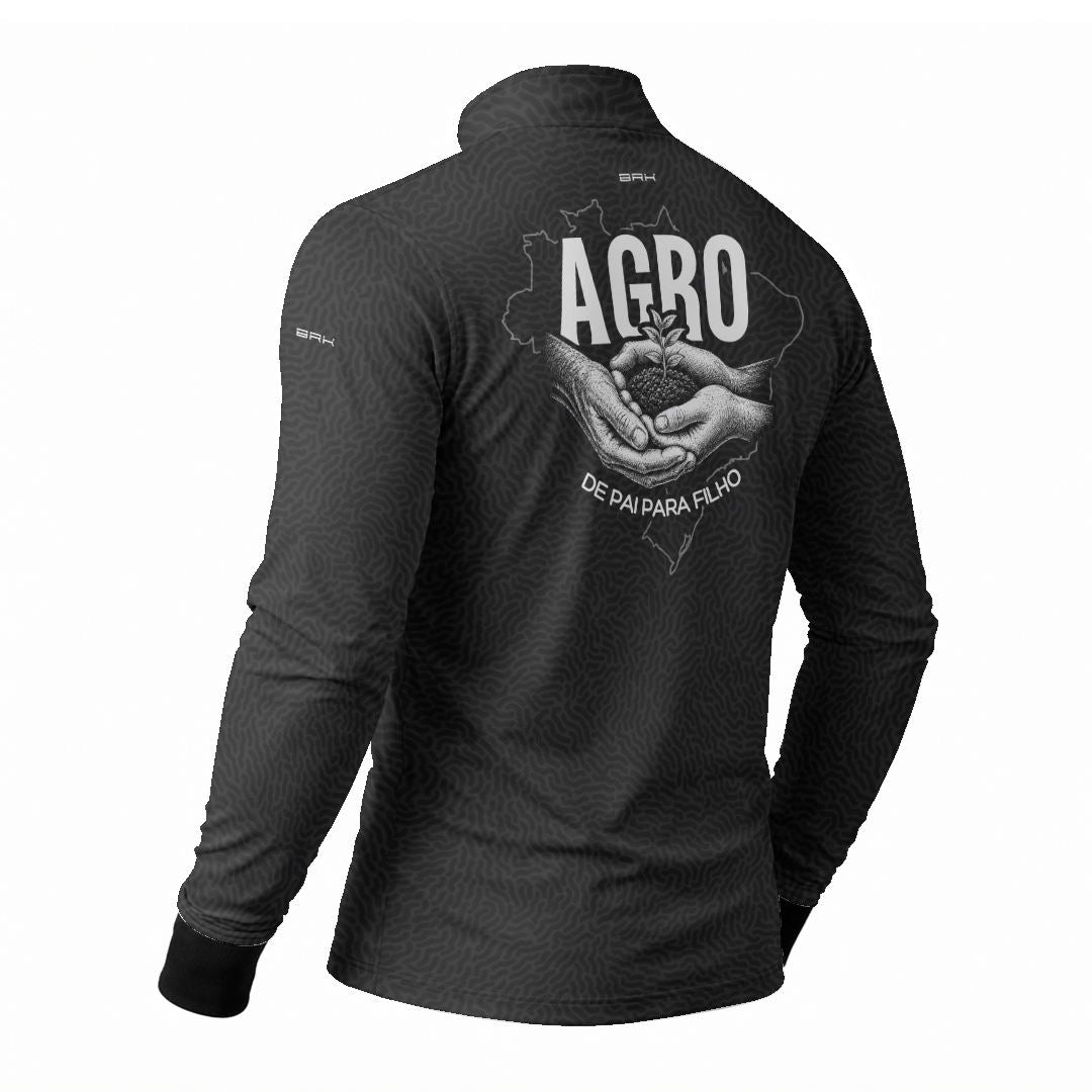 Camisa Agro Brk Dia dos Pais Agro de Pai para Filho Preto Estonado com Proteção Solar UV50+