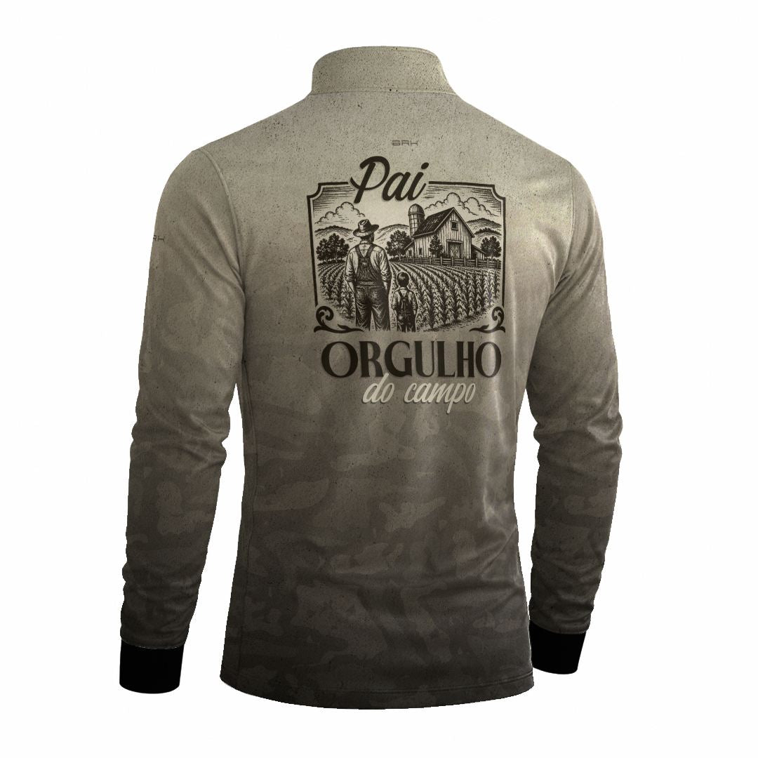 Camisa Agro Brk Dia dos Pais Pai Orgulho do Campo Areia com Proteção Solar UV50+