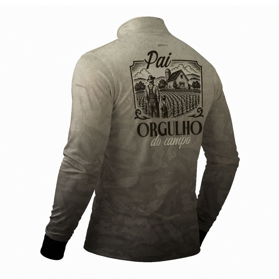 Camisa Agro Brk Dia dos Pais Pai Orgulho do Campo Areia com Proteção Solar UV50+