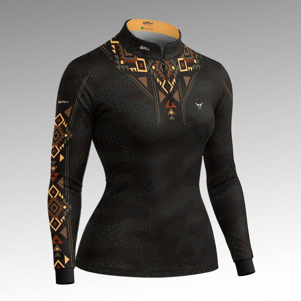 Camisa Feminina Preta Longhorn Apache com UV50