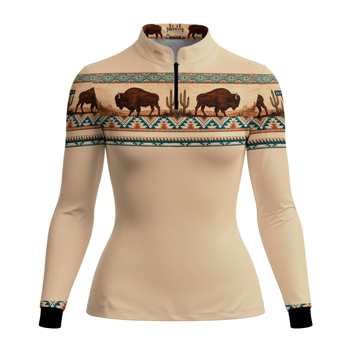 Camisa Feminina Búfalos Branco Apache com UV50