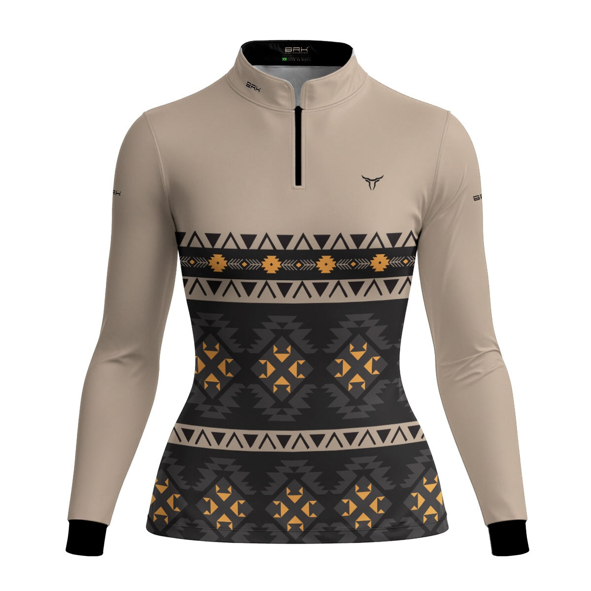 Camisa Feminina Apache Cinza Amarelo com UV50