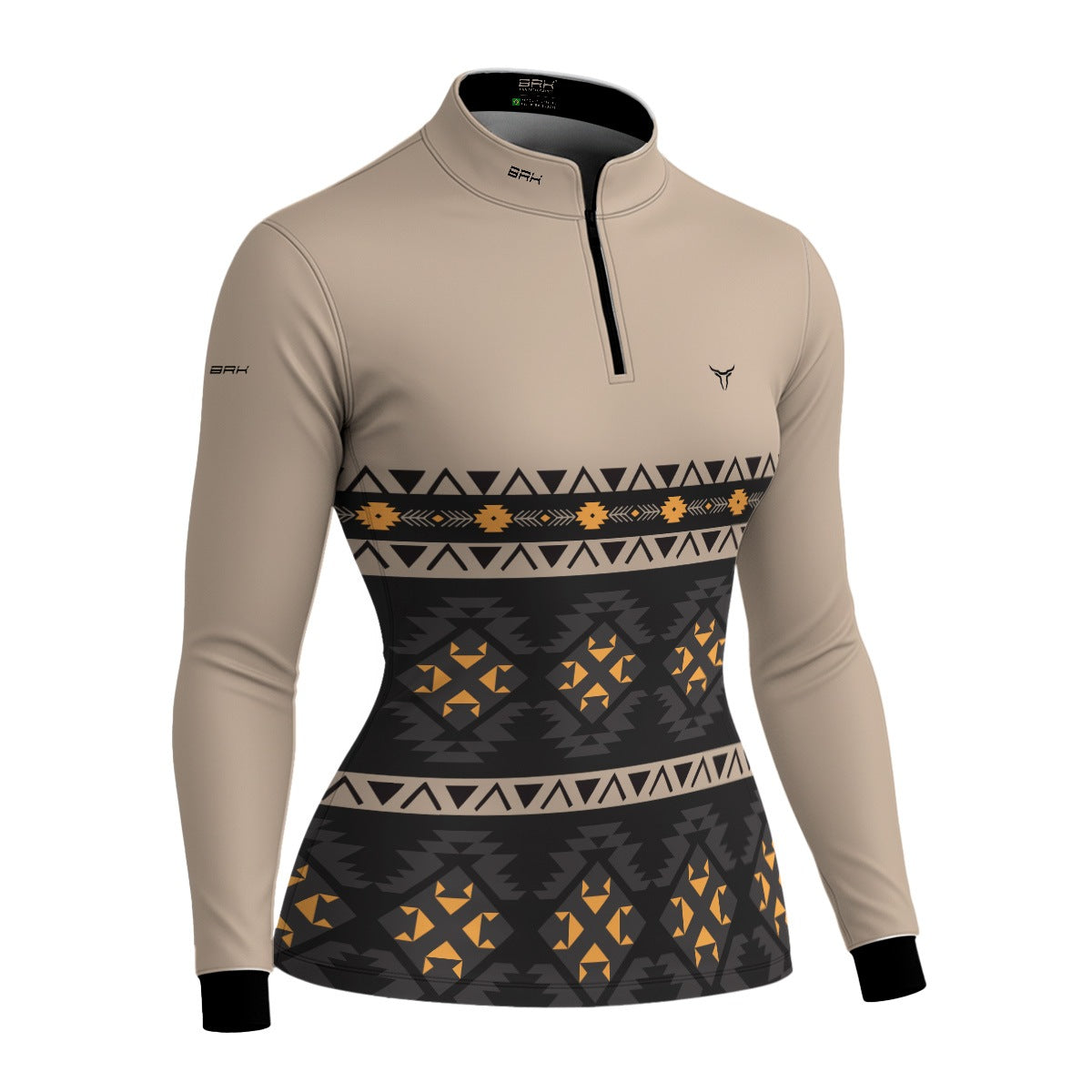 Camisa Feminina Apache Cinza Amarelo com UV50
