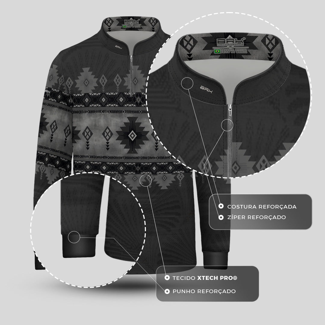 Camisa Infantil Preta Apache Monocromática com UV50