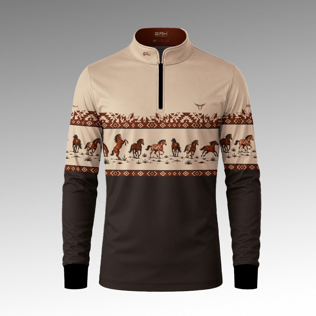 Camisa Apache Cavalos Marrom com UV50