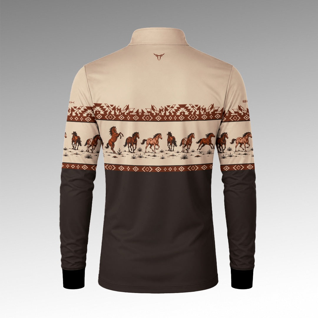 Camisa Apache Cavalos Marrom com UV50