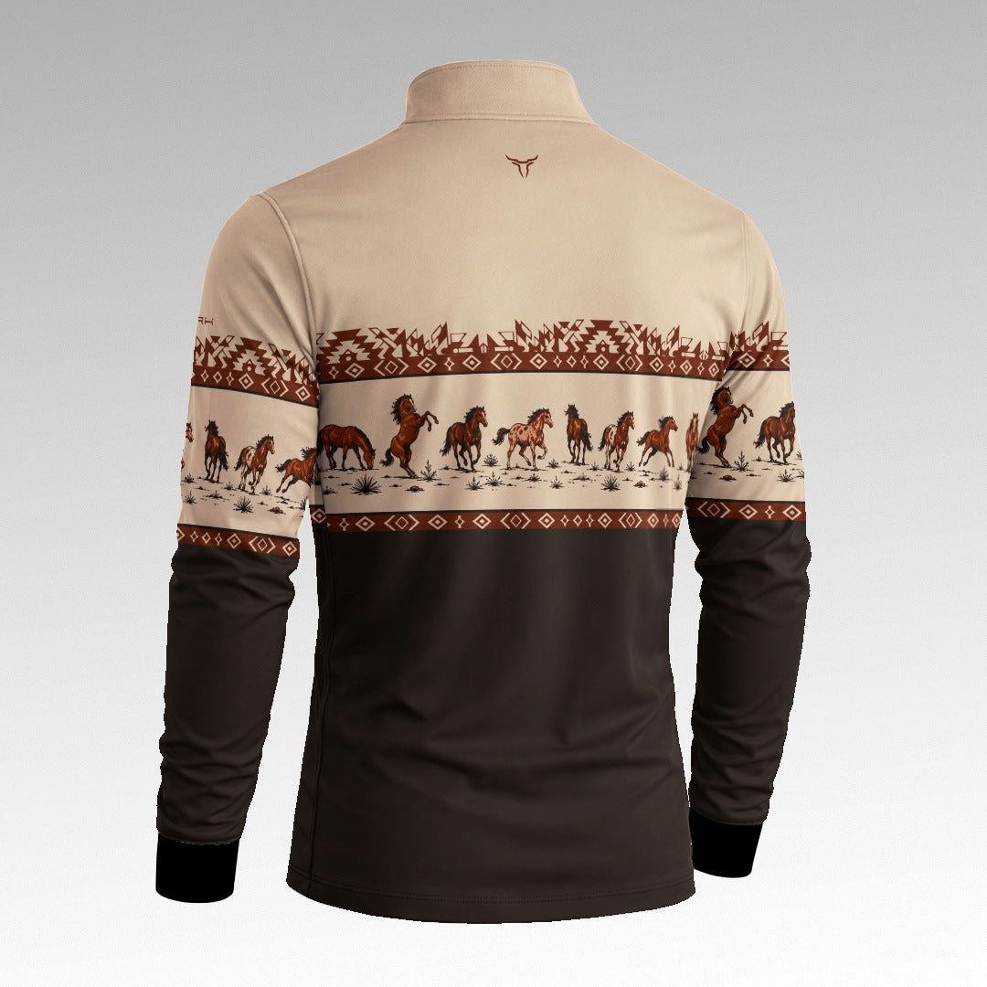 Camisa Apache Cavalos Marrom com UV50