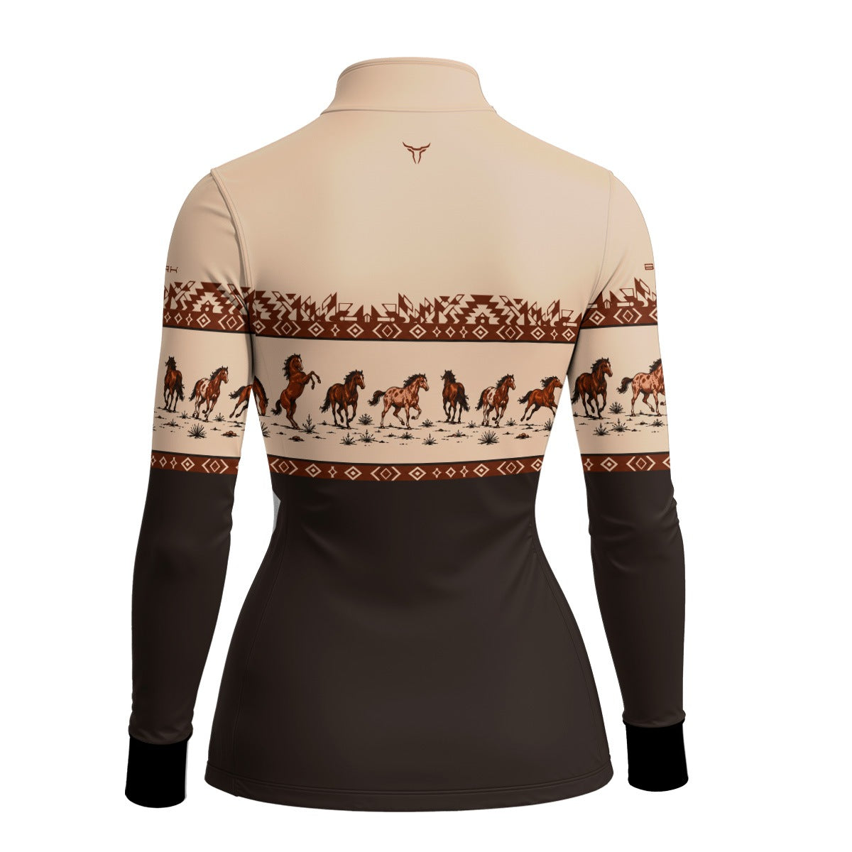 Camisa Brk Agro Feminina Apache Cavalos Marrom com UV50+