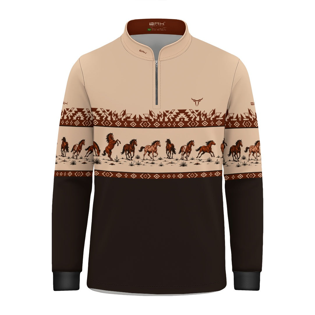 Camisa Infantil Apache Cavalos Marrom com UV50