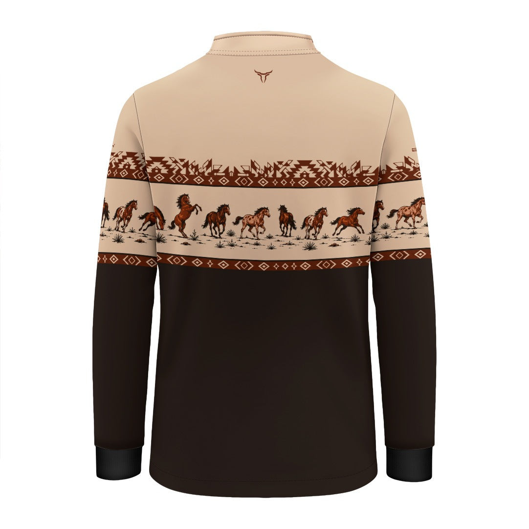 Camisa Infantil Apache Cavalos Marrom com UV50