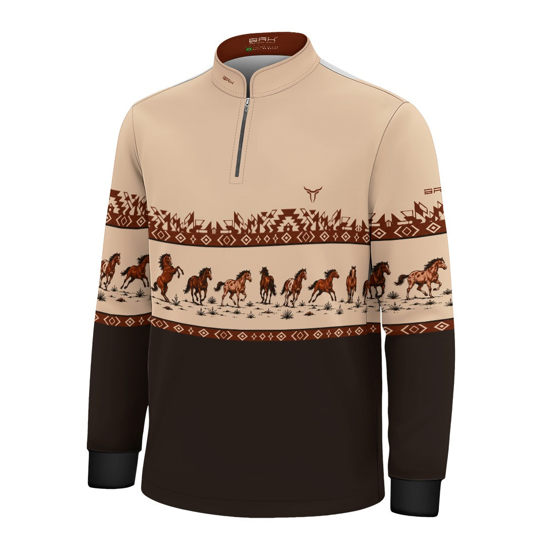 Camisa Infantil Apache Cavalos Marrom com UV50