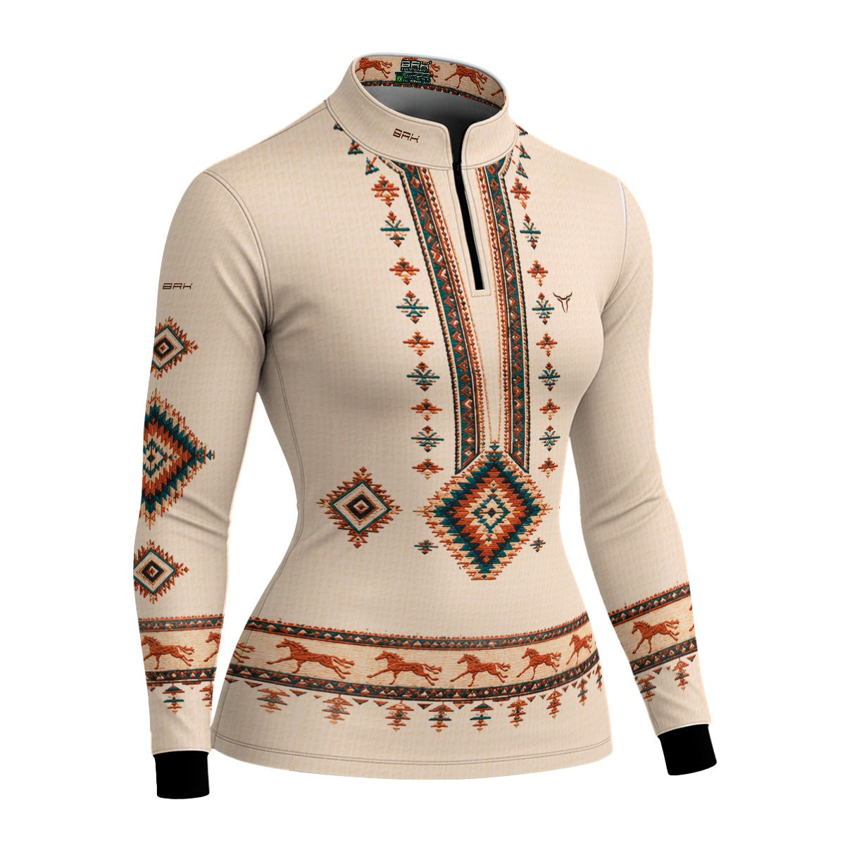 Camisa Feminina Apache Creme Multicolorido com UV50