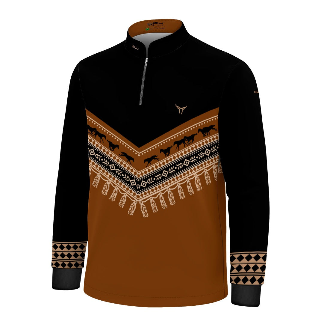 Camisa Infantil Apache Cavalos e Franjas com UV50