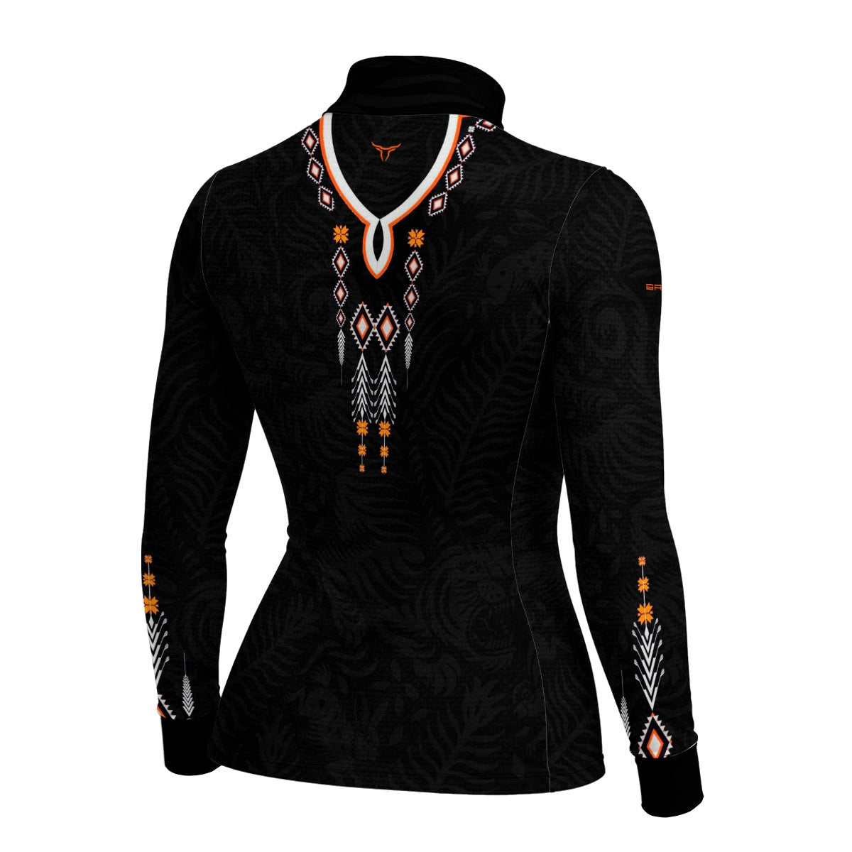 Camisa Feminina Apache Laranja Preta Branco com UV50